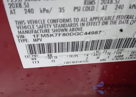 2013 Ford Explorer Limited from USA, damaged, VIN 1FM5K7F80DGC44987